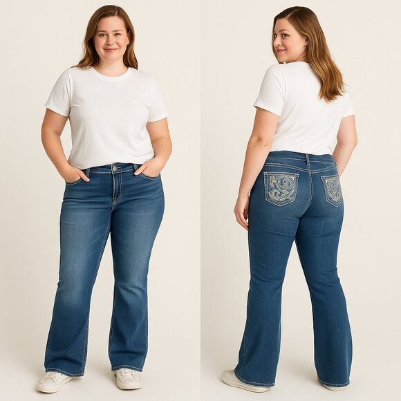 NINE WEST β¨ Vintage America Womenβs Mid-Rise Swirl Bootcut Jeans β Size 12/31 π - Picture 4 of 16